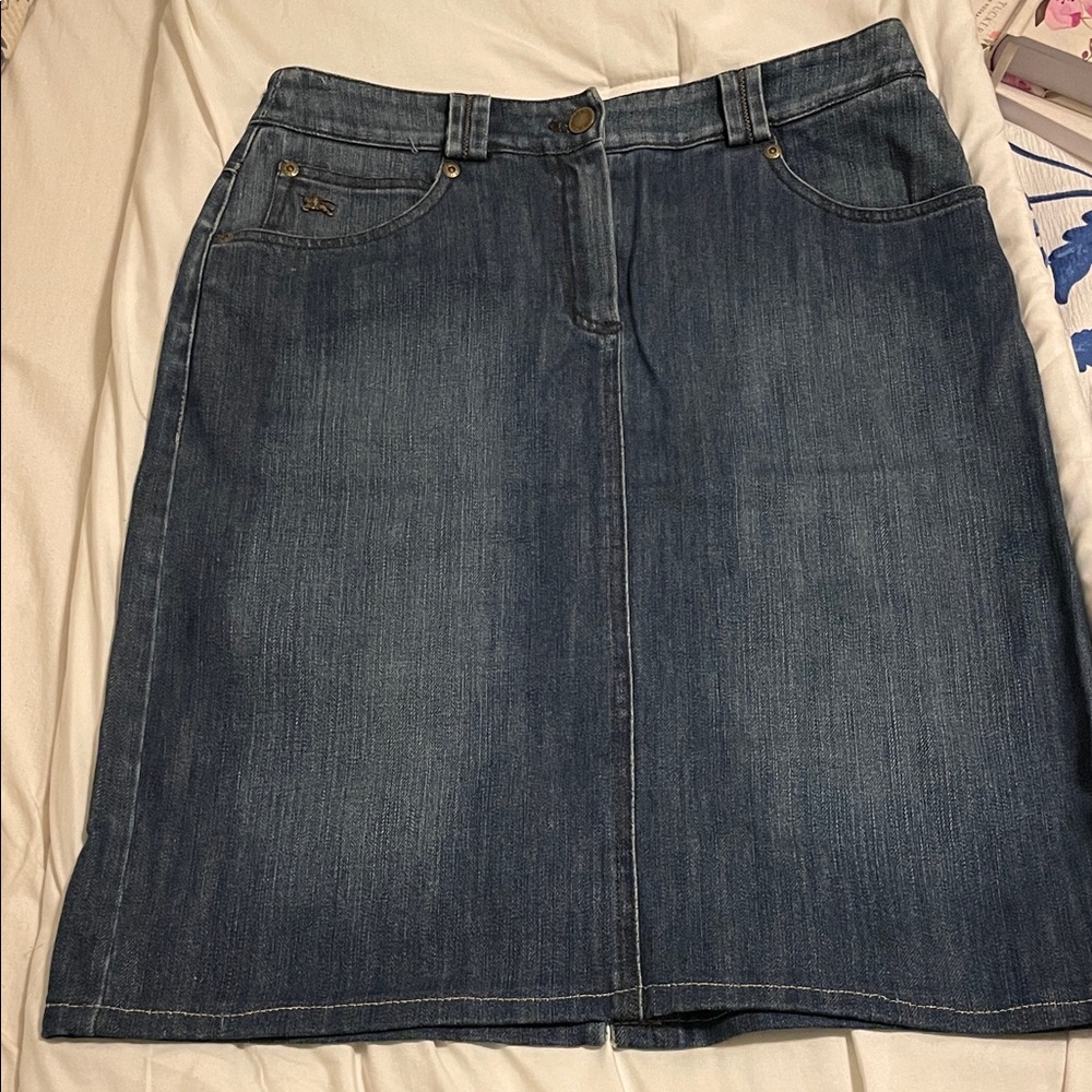 Vintage Burberry London Collection Dark Blue Denim Skirt.  Classic